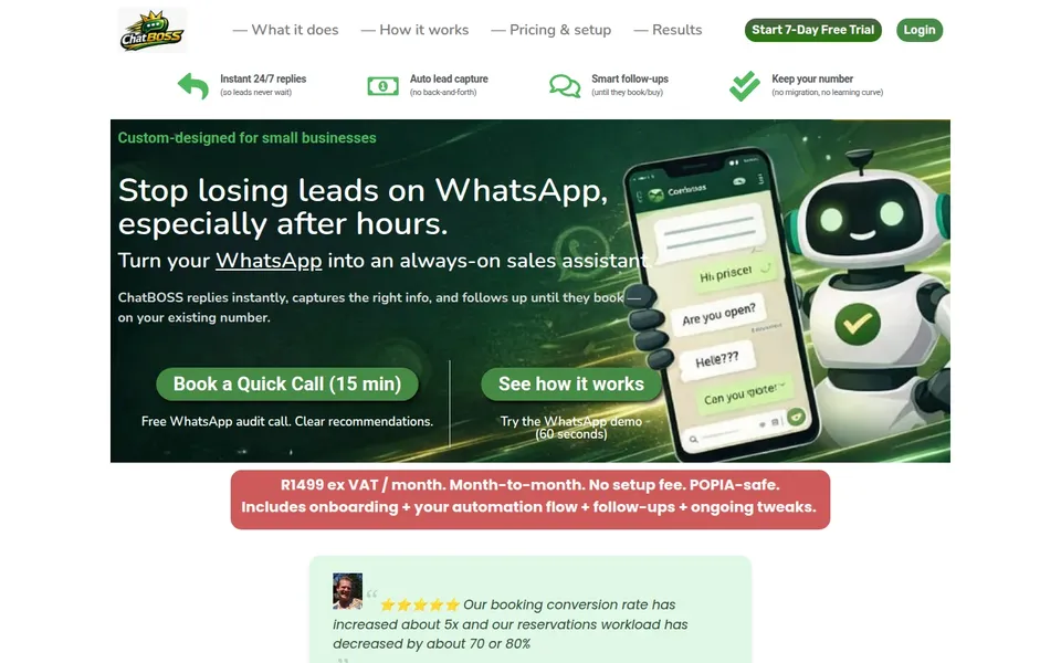 ChatBOSS website home page